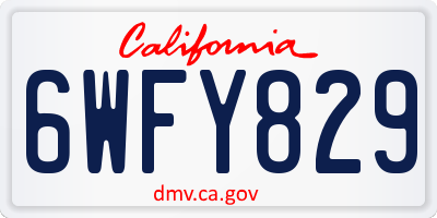 CA license plate 6WFY829
