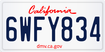 CA license plate 6WFY834
