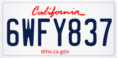 CA license plate 6WFY837