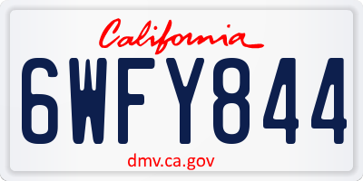 CA license plate 6WFY844