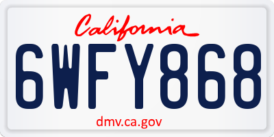 CA license plate 6WFY868