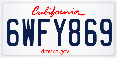 CA license plate 6WFY869