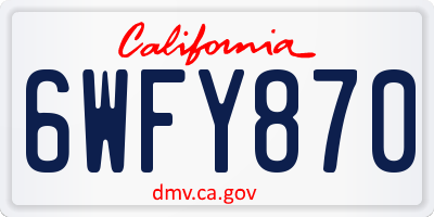 CA license plate 6WFY870
