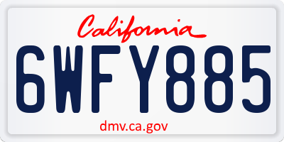 CA license plate 6WFY885