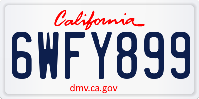CA license plate 6WFY899