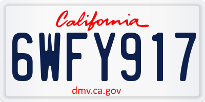 CA license plate 6WFY917