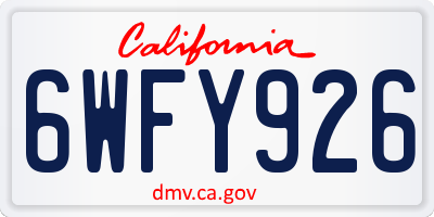 CA license plate 6WFY926