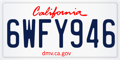 CA license plate 6WFY946