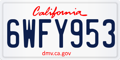 CA license plate 6WFY953