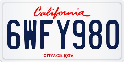 CA license plate 6WFY980
