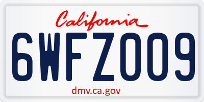 CA license plate 6WFZ009