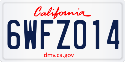 CA license plate 6WFZ014