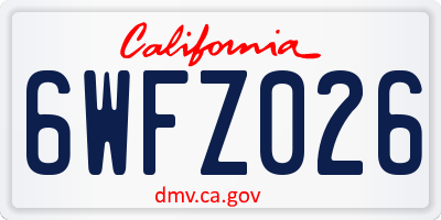 CA license plate 6WFZ026