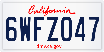 CA license plate 6WFZ047