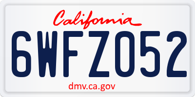 CA license plate 6WFZ052
