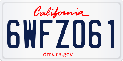 CA license plate 6WFZ061