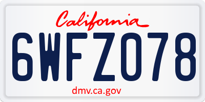 CA license plate 6WFZ078