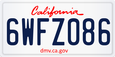 CA license plate 6WFZ086