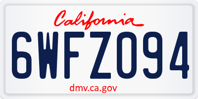 CA license plate 6WFZ094