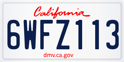 CA license plate 6WFZ113