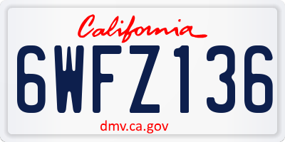 CA license plate 6WFZ136