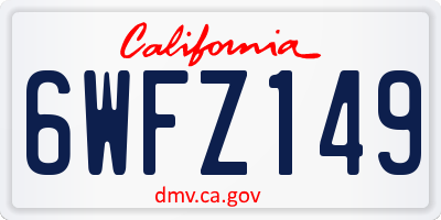 CA license plate 6WFZ149