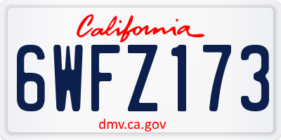 CA license plate 6WFZ173