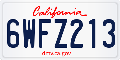 CA license plate 6WFZ213