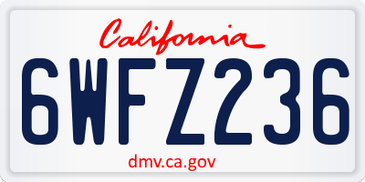 CA license plate 6WFZ236