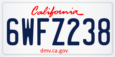 CA license plate 6WFZ238
