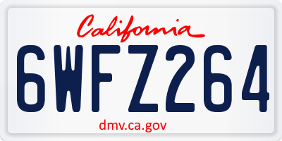 CA license plate 6WFZ264