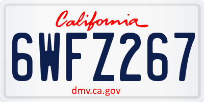 CA license plate 6WFZ267