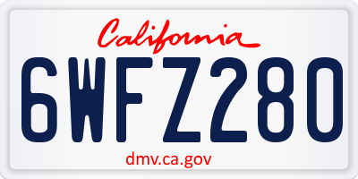 CA license plate 6WFZ280