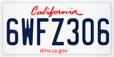 CA license plate 6WFZ306