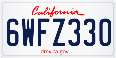 CA license plate 6WFZ330