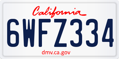 CA license plate 6WFZ334