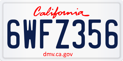 CA license plate 6WFZ356