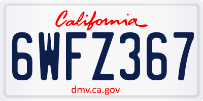 CA license plate 6WFZ367