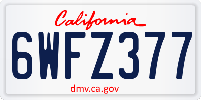 CA license plate 6WFZ377