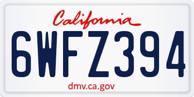 CA license plate 6WFZ394