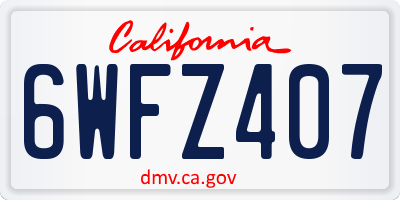 CA license plate 6WFZ407