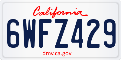 CA license plate 6WFZ429