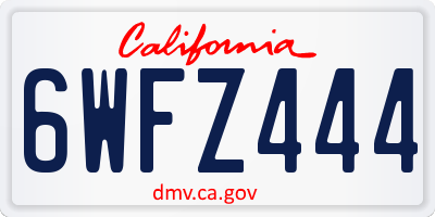 CA license plate 6WFZ444