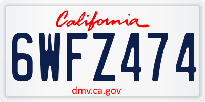 CA license plate 6WFZ474