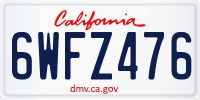 CA license plate 6WFZ476