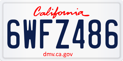 CA license plate 6WFZ486