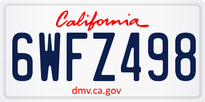 CA license plate 6WFZ498