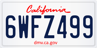 CA license plate 6WFZ499