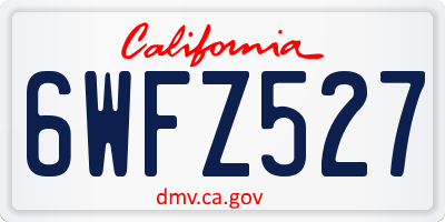 CA license plate 6WFZ527