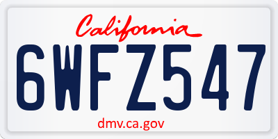 CA license plate 6WFZ547